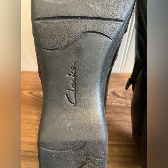 Clarks Channing Essa Leather Slip On Clogs Zip Stretch Comfort Shoes Black 10 - Picture 14 of 15